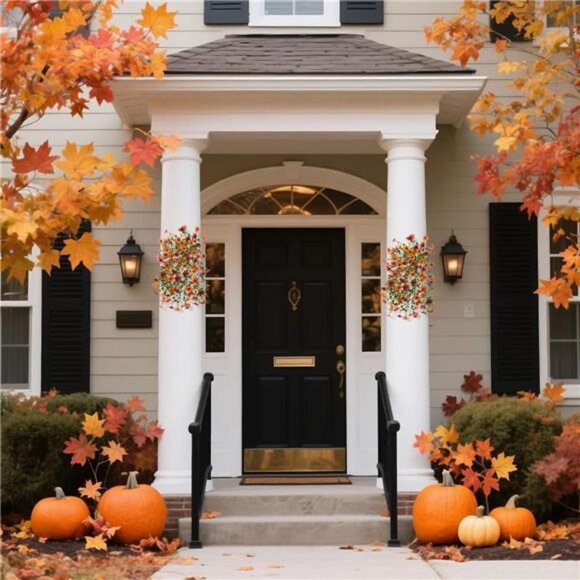 Artificial Faux Mums Fall Hanging Flowers for Outdoor Decoration,2 Pack Fake - Picture 4 of 7